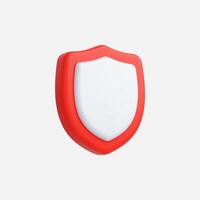 Red and white 3D shield icon, security concept vector