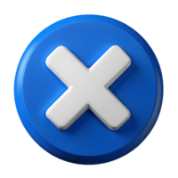 3D Render of a Blue Circle Button with a White Cross Icon Cancel Delete No Symbol png