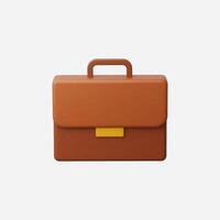 Brown briefcase, 3D render, business concept vector