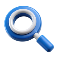 3D Render of a Blue and White Magnifying Glass Icon Search Tool Web Design Element png
