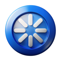 3D Render of Blue Circular Loading Icon with White Segments Progress Indicator Animation Spin png