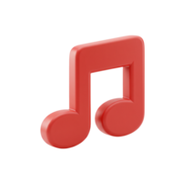 3D Red Music Note Icon Digital Music Symbol Audio Clip Art App UI Element png