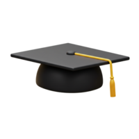 3D Render of Black Graduation Cap with Gold Tassel Academic Achievement Symbol png