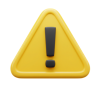 3D Render of Yellow Triangular Warning Sign with Black Exclamation Mark png