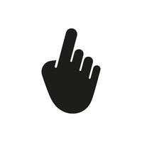 Hand pointer click gesture with raised index finger solid icon. Touchscreen command indicator for user interface and navigation silhouette symbol. Isolated Illustration vector