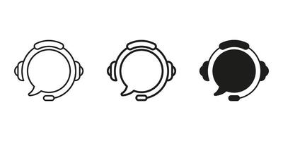 Headset With Speech Bubble Line and Solid Icon. Customer Support, Communication, And Call Center Symbol Collection. Audio Assistance And Help Desk Representation. Isolated Illustration vector
