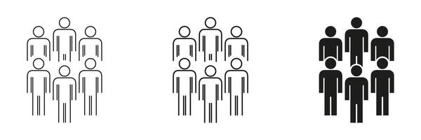 Group Of People Icon Set. Community, Teamwork, And Social Interaction Outline And Silhouette Symbol Collection. Representation Of Unity And Collaboration. Isolated Illustration vector