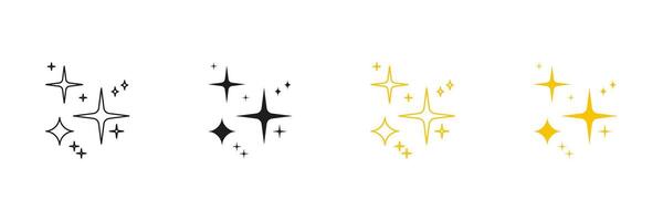 Sparkle And Shine Line And Solid Icon Set. Bright And Twinkling Star Symbol Collection. Isolated Illustration vector