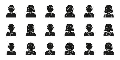 Professional Avatar Silhouette Icon Set. Business And Office Worker Profile Symbols Collection. Corporate Identity And Team Representation. Isolated Illustration vector