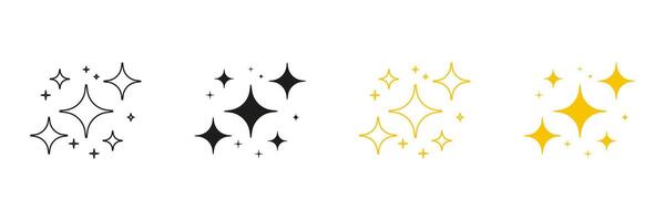 Sparkling Starburst Icons, Line And Solid Icon Set. Twinkling Decorative Symbols, Light And Shimmer Symbol Collection. Isolated Illustration vector