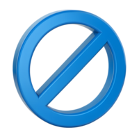 3D Render of a Glossy Blue Prohibition Symbol Not Allowed Sign Access Denied Icon png
