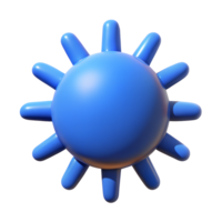 Abstract 3D Render of a Blue Spiky Sphere Geometric Sun Design Element png
