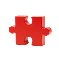 Single Red Plastic Jigsaw Puzzle Piece Solution Connection Teamwork Concept png