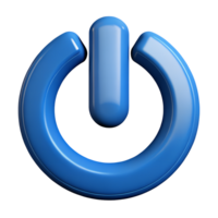 3D Render of a Glossy Blue Power On Button Icon On Off Switch Symbol png