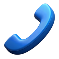 3D Render of a Blue Telephone Handset Icon Communication Concept Contact Us Symbol png