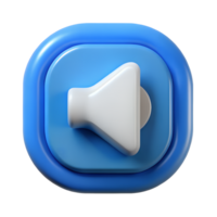 3D Render of a Modern Blue and White Volume Control Button Icon png