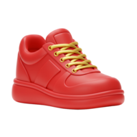 Stylish Red Sneaker with Gold Laces 3D Render Casual Footwear Modern Design png
