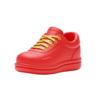 Stylish Red Sneaker with Golden Laces 3D Render of Modern Footwear Design png