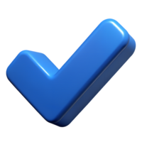3D Render of a Shiny Blue Check Mark Approval Symbol Success Icon png