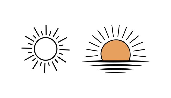 Sun simple icons collection. illustration on white background.