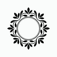 Elegant Vintage Round Frame with Floral Ornament Black Decorative Design on white background. vector