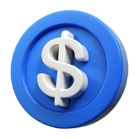3D Render of a Blue Circle with White Dollar Sign Icon Finance Symbol png