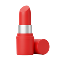Red Lipstick Tube with Cap Open Cosmetics Product Makeup Item Beauty Accessory Shiny Finish Studio png