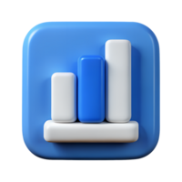 3D Render of Blue and White Bar Graph Icon Ascending Growth Chart Business Success Data png