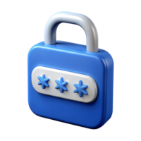 3D Render of Blue Padlock with Password Security Icon Digital Safety Concept Illustration png