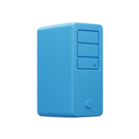Blue Desktop Computer Tower 3D Render Minimalist PC Technology Icon Digital Device Simple Design png