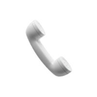 White retro phone handset vintage communication device 3d render isolated transparent background png