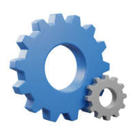 3D Render of Interlocking Blue and Grey Cogs Teamwork Mechanism Engineering Concept png