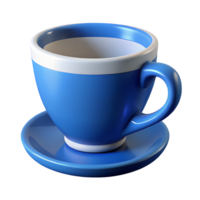 Vibrant Blue Coffee Cup and Saucer Set 3D Render Empty Studio Shot png