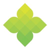Green pixelized mosaic logo design element. Abstract floral shape. Simple flat graphic symbol vector