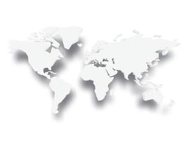 White 3D map of world with dropped shadow on background. Worldwide theme wallpaper. Rendered three-dimensional EPS10 illustration. vector