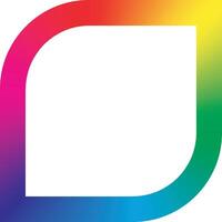 Colorful rainbow gradient square frame with sharp corners. illustration with rainbow light spectrum gradient vector