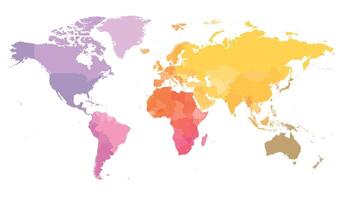 World map. High detailed blank political map of World. Colorful map on white background. vector