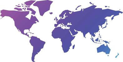 World map of colorful stripes. Diagonal stripes designed in gradient of cold colors. Simple flat illustration vector