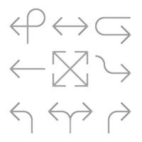 Set of arrows. Simple black outline arrow design. Flat icons. vector