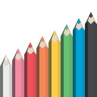 Colored pencils set. 8 sharpened colorful crayons in different sizes. illustration. vector