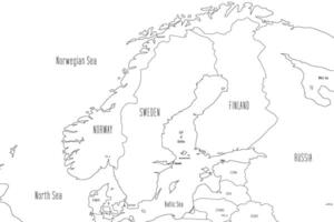Map of Scandinavia. Handdrawn doodle style. illustration. vector