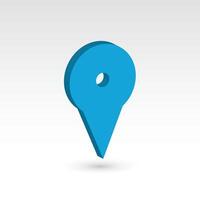 Map pointer blue 3D object with dropped shadow. Location mark. vector