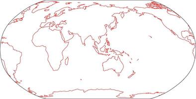 Outline map of World. Asia and Australia centered. Simple flat illustration. vector