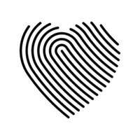 Fingerprint designed heart icon. Heart of thin lines. Symbol of love, security or marriage. Simple flat sign vector