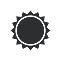 This sun icon features a simple circular shape surrounded by pointed rays. Ideal for use in various design projects, it symbolizes warmth and brightness in creative works. vector