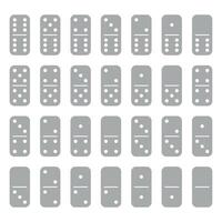 Domino set of 28 tiles. Grey pieces with white dots. Simple flat illustration. vector