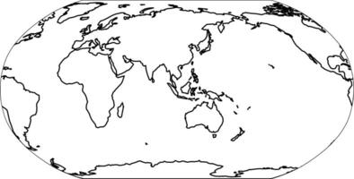 Outline map of World. Asia and Australia centered. Simple flat illustration vector