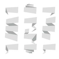 Folded ribbon banner set. Collection of gray label templates. illustration. vector