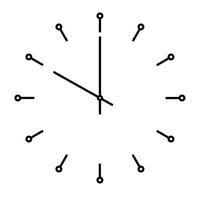 Clock face. Blank hour dial with hour and minute hand. Dots mark hours. Simple flat illustration. vector
