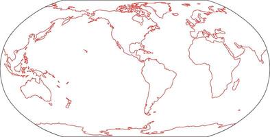 Outline map of World. Americas centered. Simple flat illustration. vector